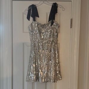 Klesis Silver Sequin Strap Dress